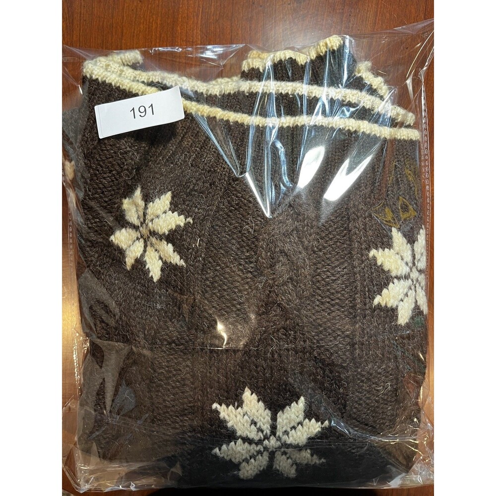 Lands End Vintage Wool Snowflake Sweater Womens S Brown Cable Knit Made 90s - Picture 8 of 8